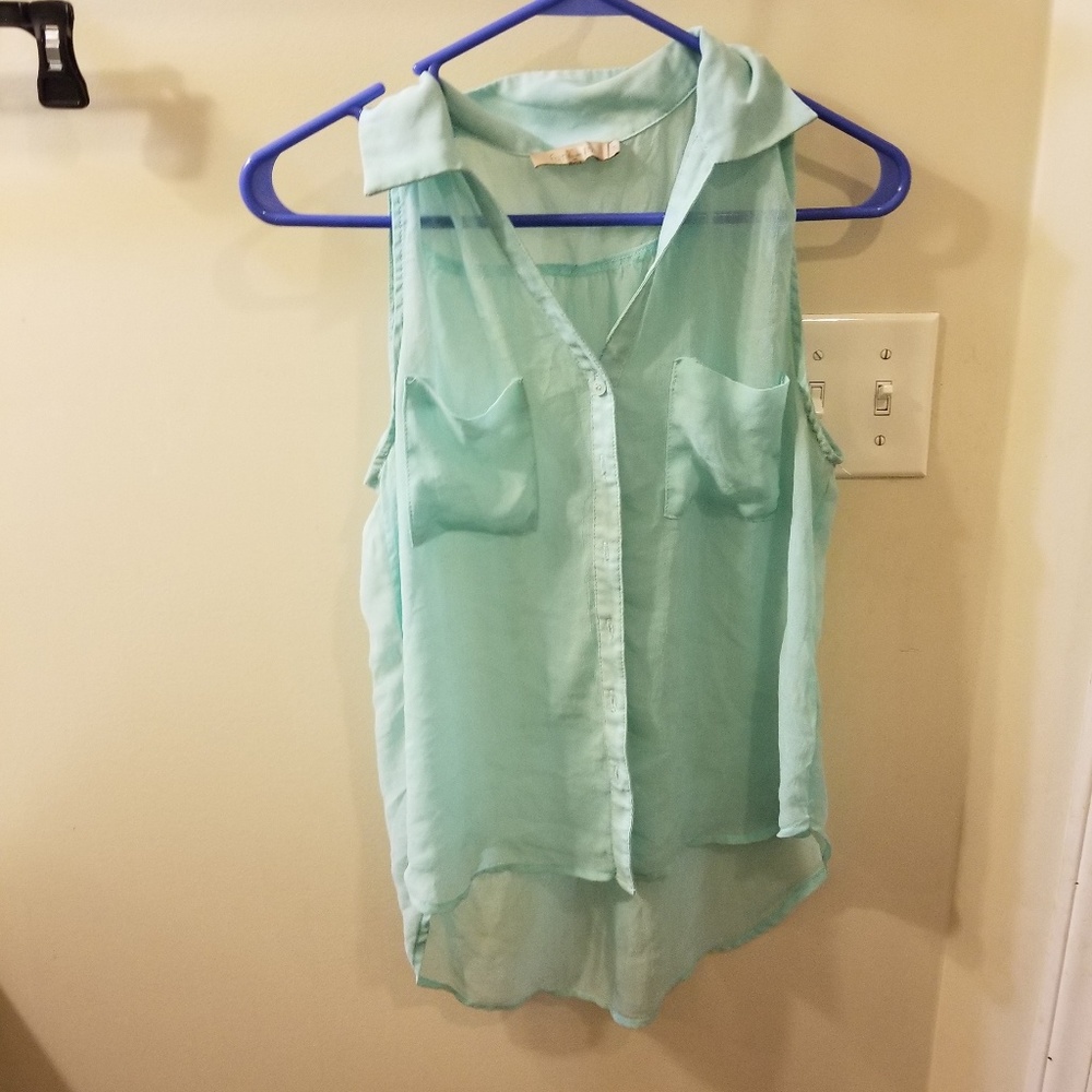 Sheer blue top